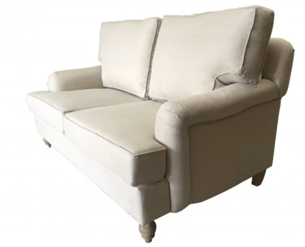 Natural Linen Roll Arm Sofa - 2 sizes available