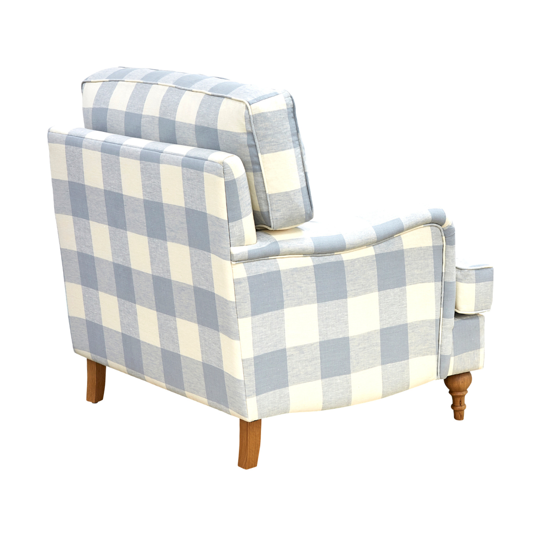 Duck Egg Blue Buffalo Check Roll Armchair - DUE MAY - ONLY 2 LEFT IN CONTAINER