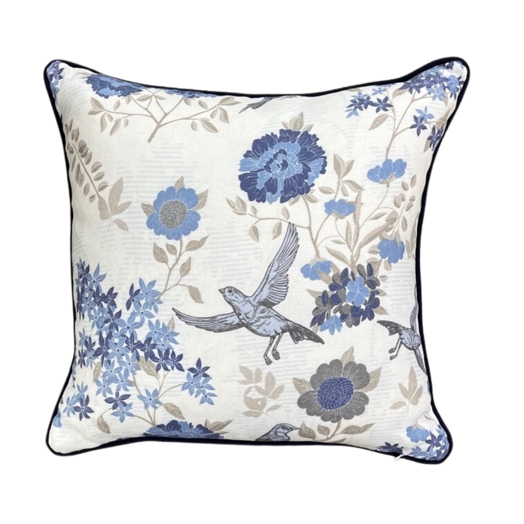 Chinoiserie Bloom Cushion - Blue