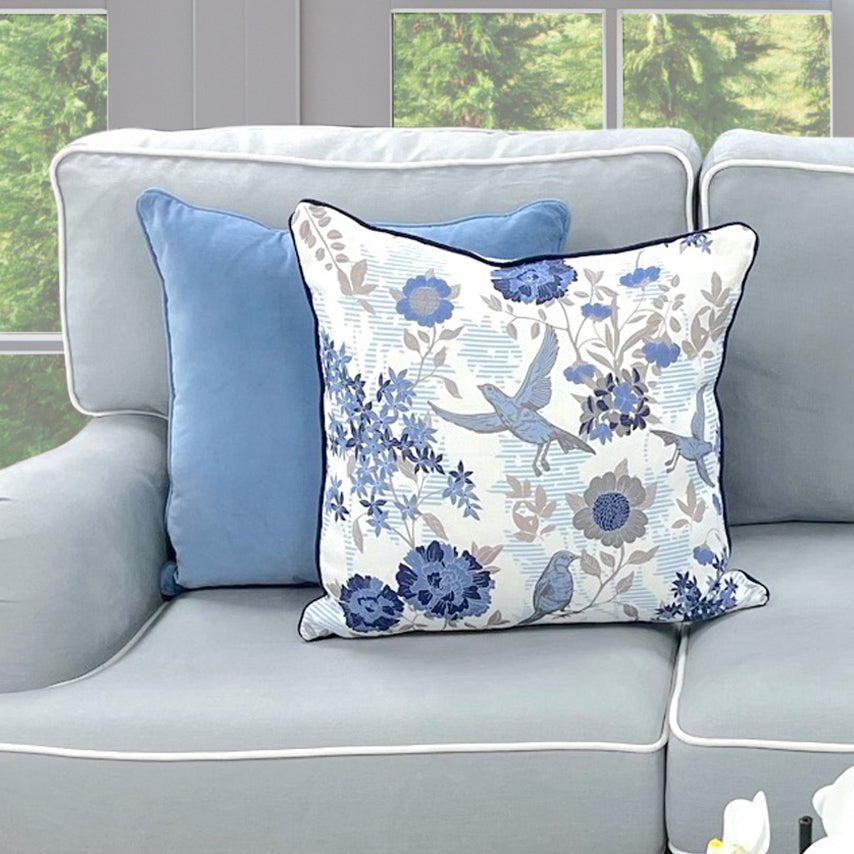 Chinoiserie Bloom Cushion - Blue
