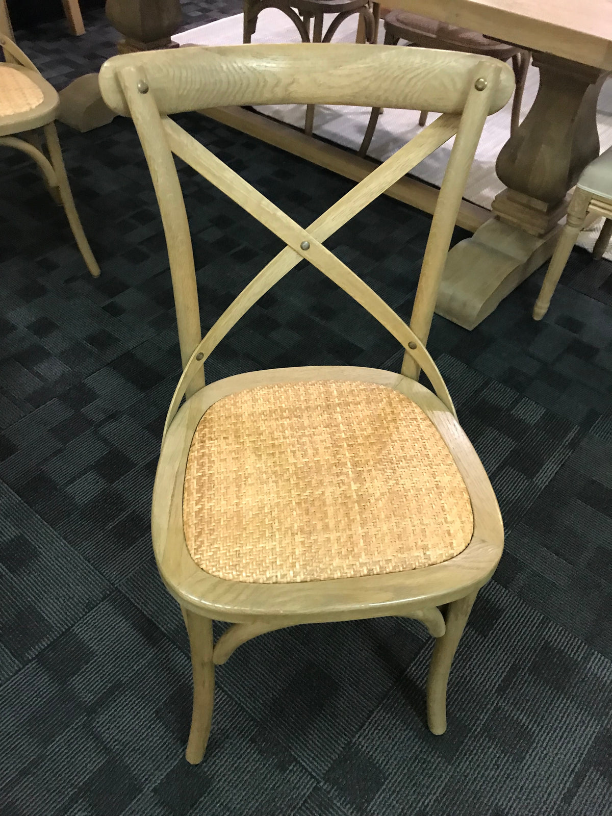 Oak Cross Back Dining Chair - Cool Oak - FLOORSTOCK - 4 only
