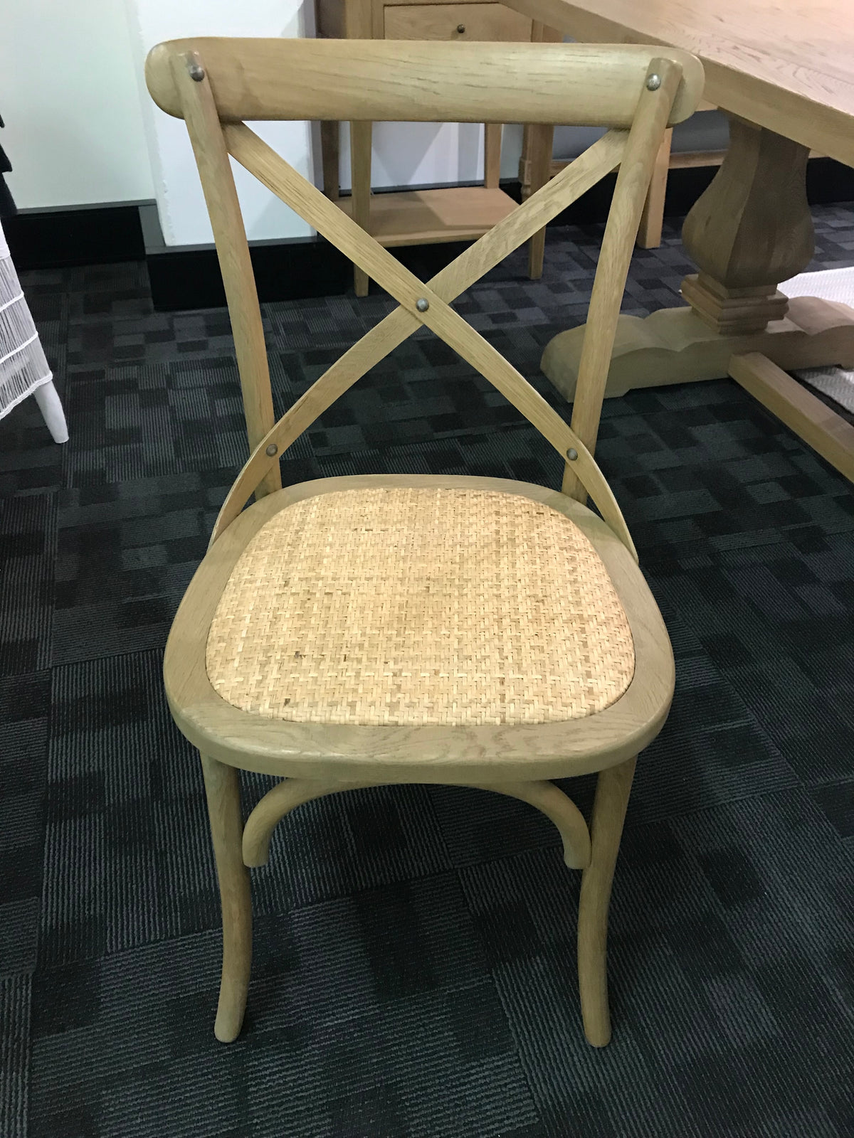 Oak Cross Back Dining Chair - Cool Oak - FLOORSTOCK - 4 only