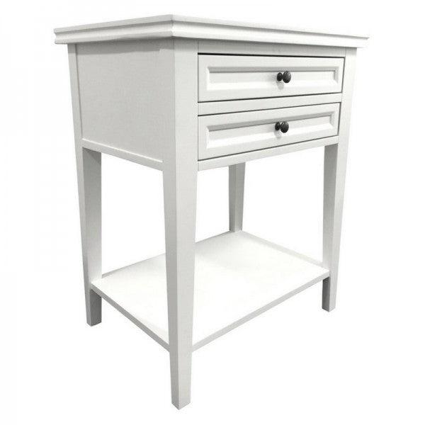 White Bedside Table - 2 Drawers