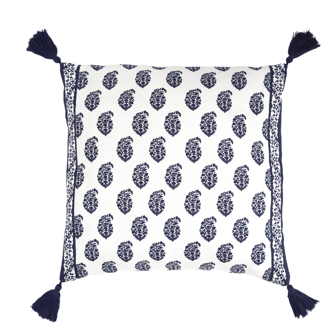 Navy Paisley Cushion - Square - OVERSTOCK