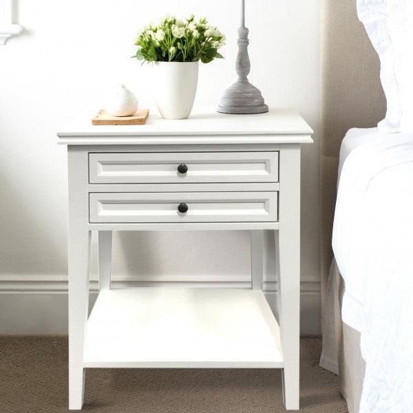 White Bedside Table - 2 Drawers