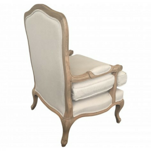 French Louis Chair - Natural Linen with Oak Frame