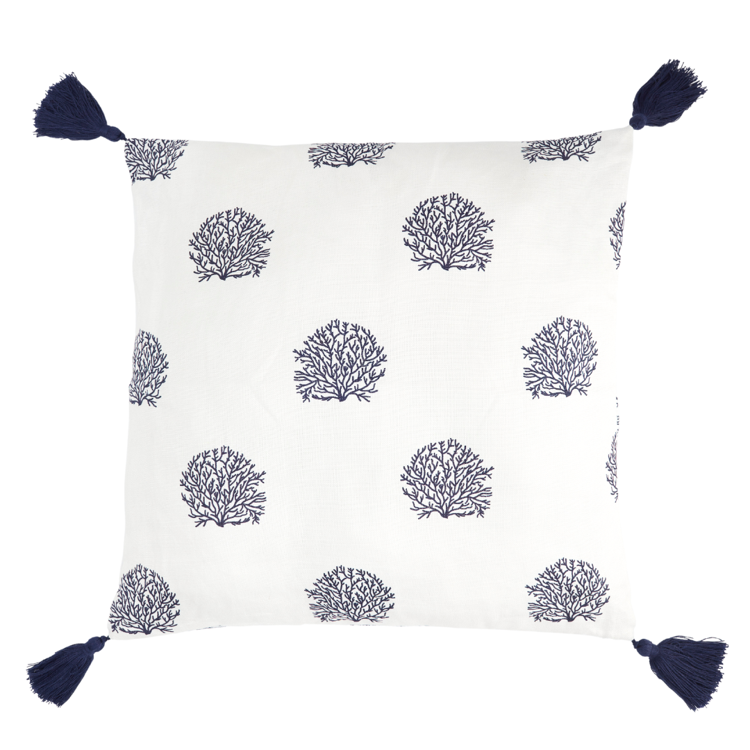 Navy Coral Cushion - OVERSTOCK