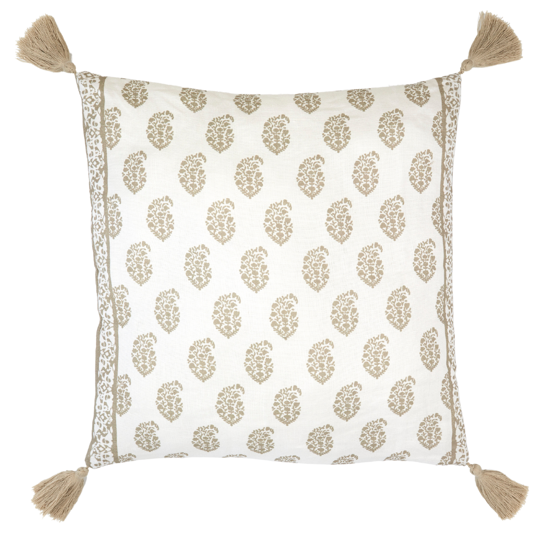 Natural Paisley Cushion - Square - OVERSTOCK