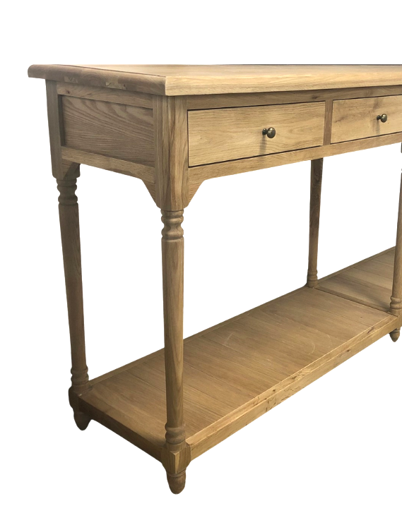 Oak Console Table - 4 Drawers