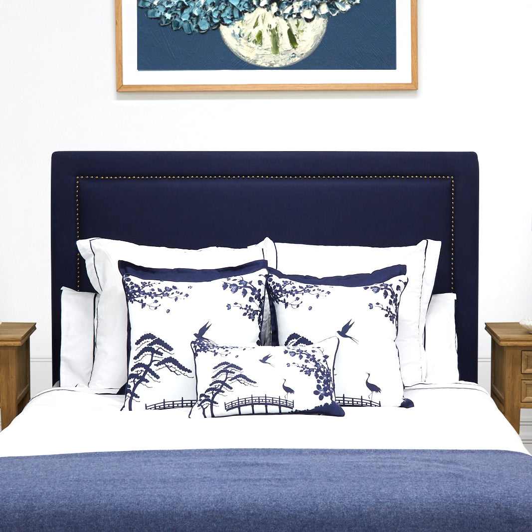 Navy Chinoiserie Cushion - Rectangle - OVERSTOCK