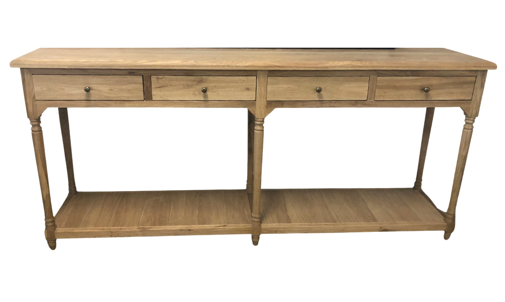 Oak Console Table - 4 Drawers