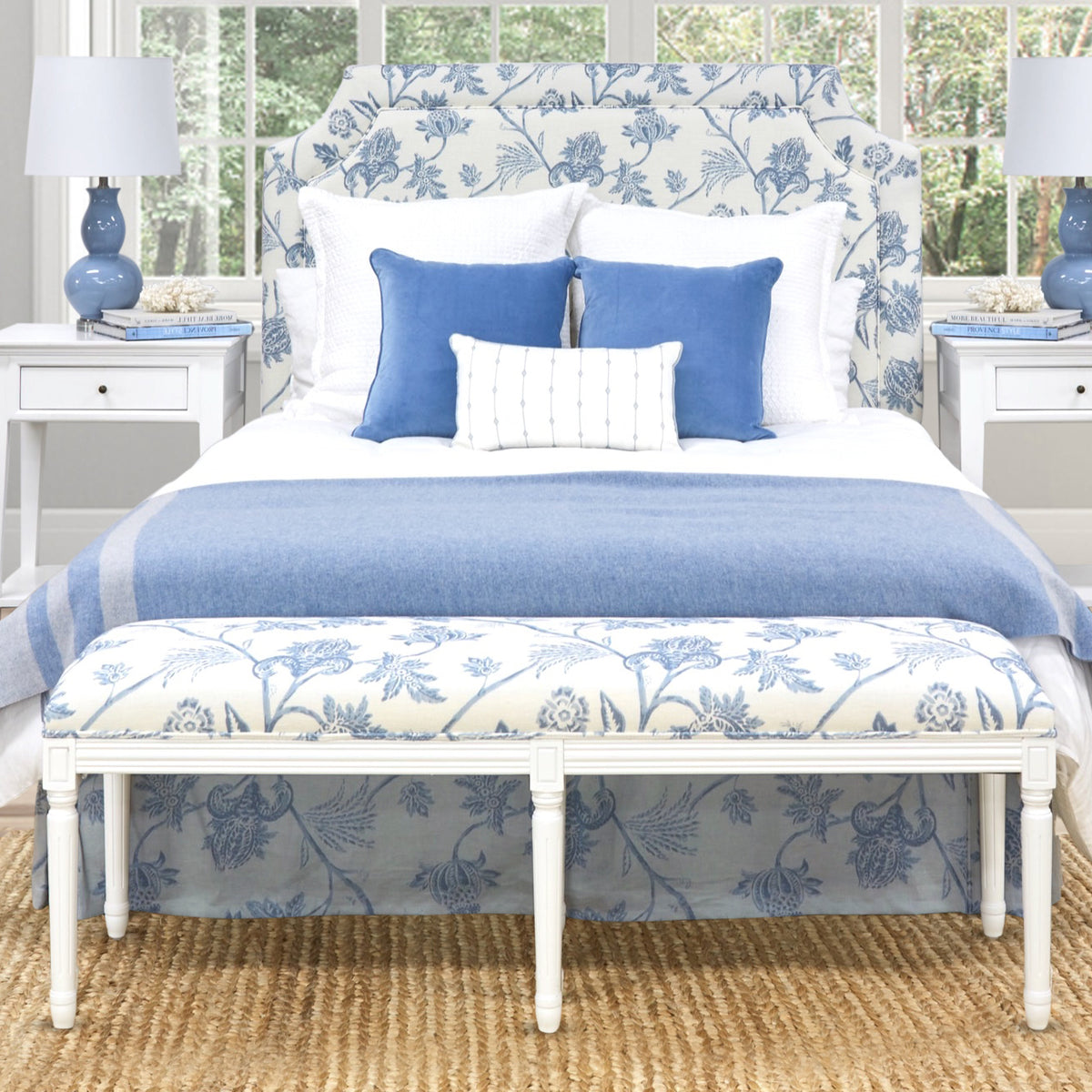 Spring Floral Linen Bed Ottoman