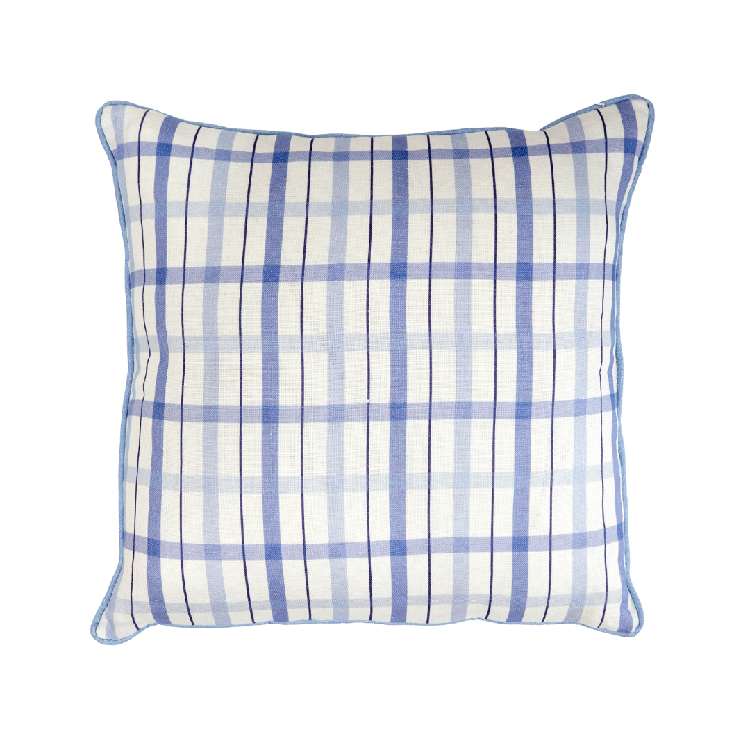 Blue Check Cushion - OVERSTOCK