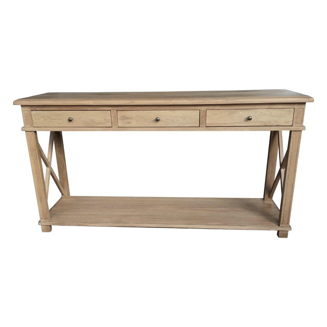 Oak Console Table - 3 Drawers