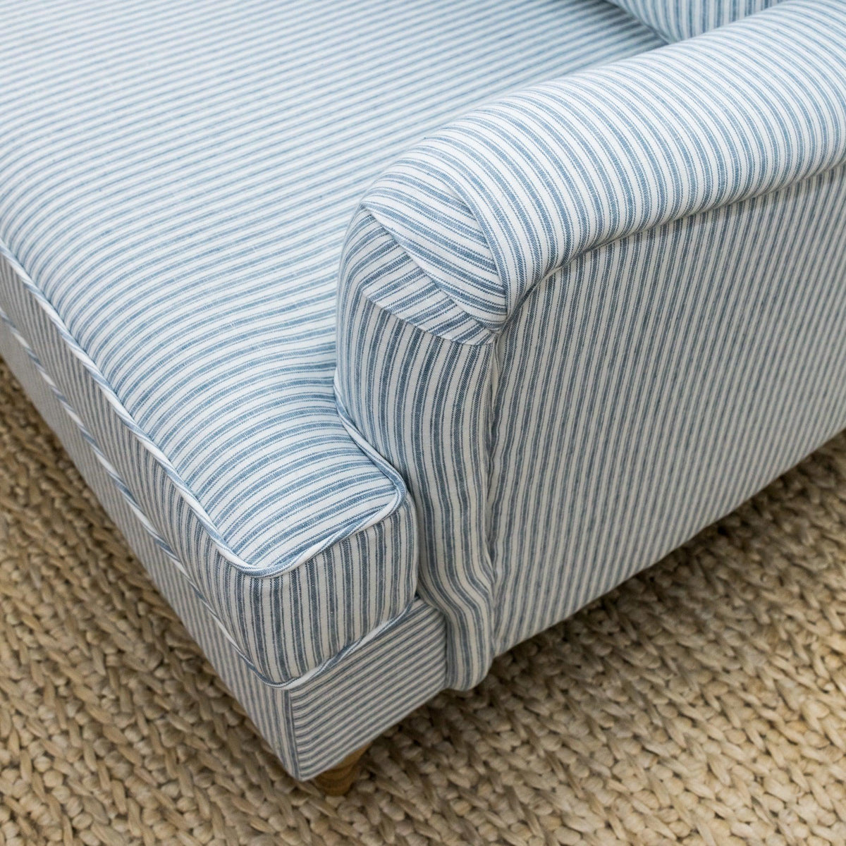 Blue Striped Linen Roll Armchair