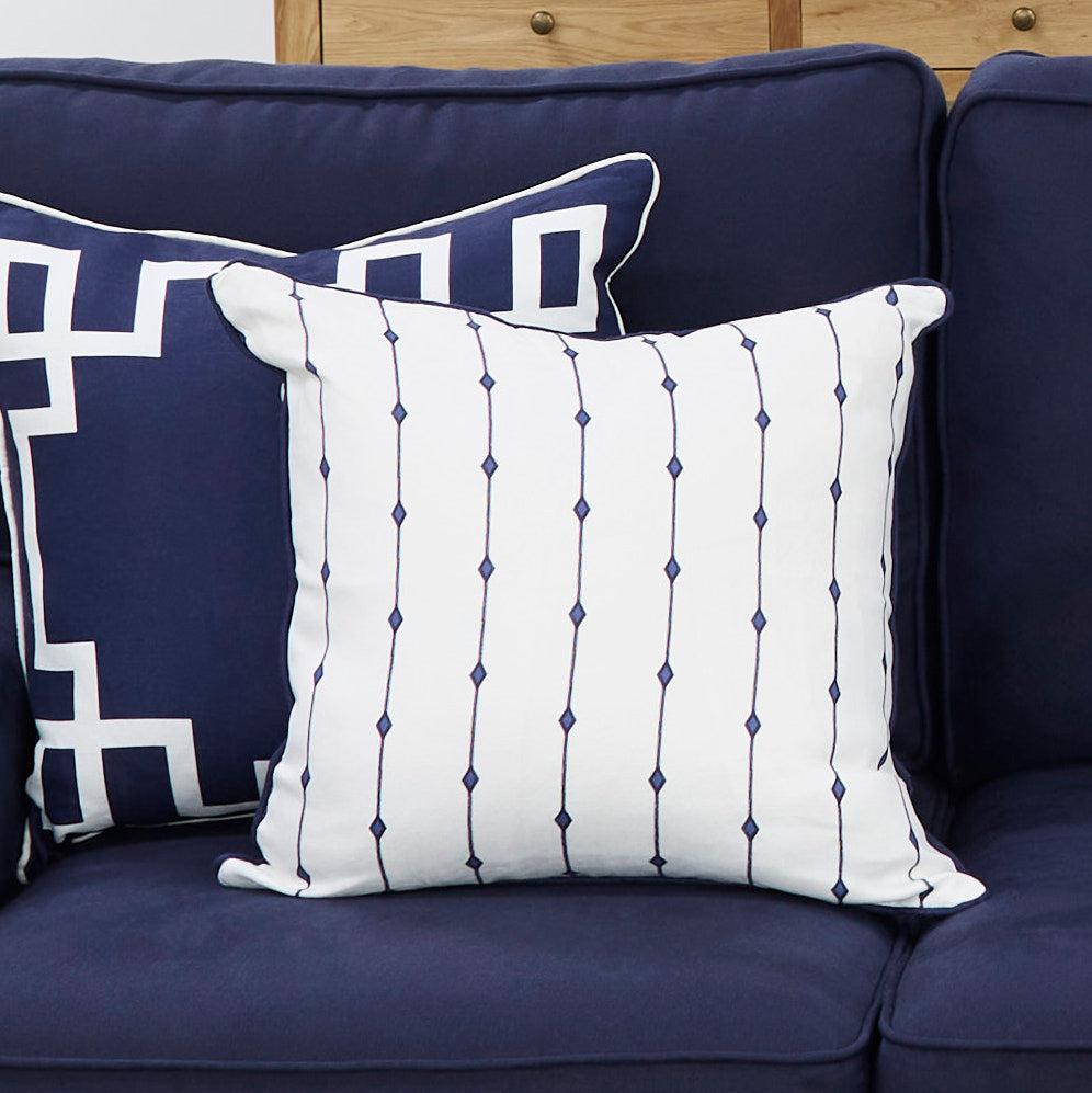 Navy Water Mill Cushion - Square - OVERSTOCK