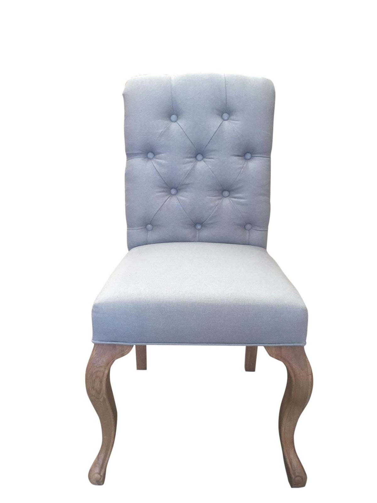Duck Egg Blue Linen French Style Buttoned Dining Chair