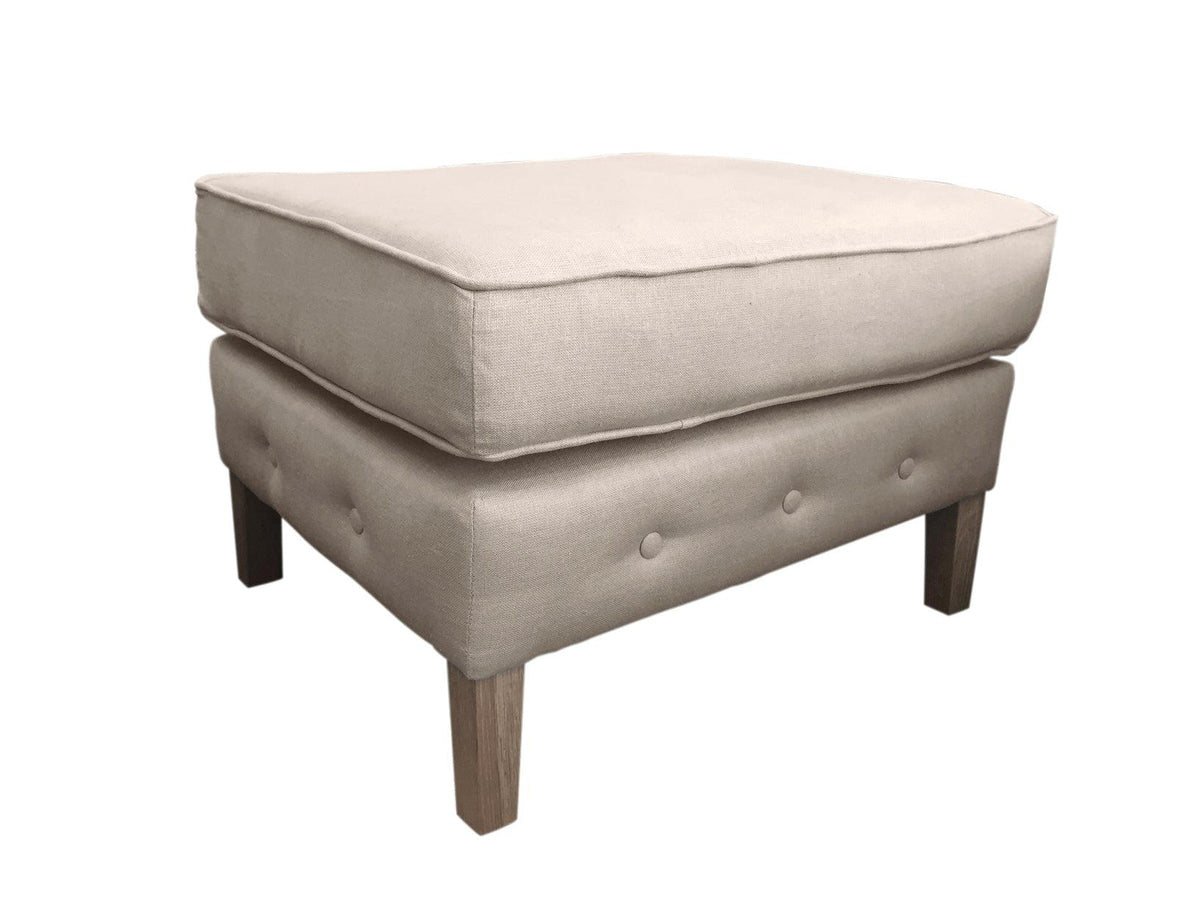 Natural Linen Footstool for Wingback Armchair
