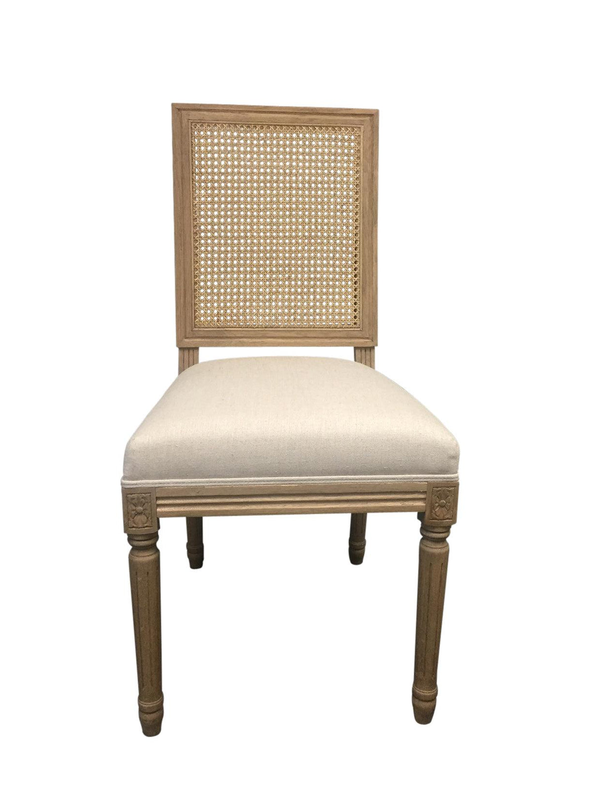 Rattan Back Linen Dining Chair - OVERSTOCK