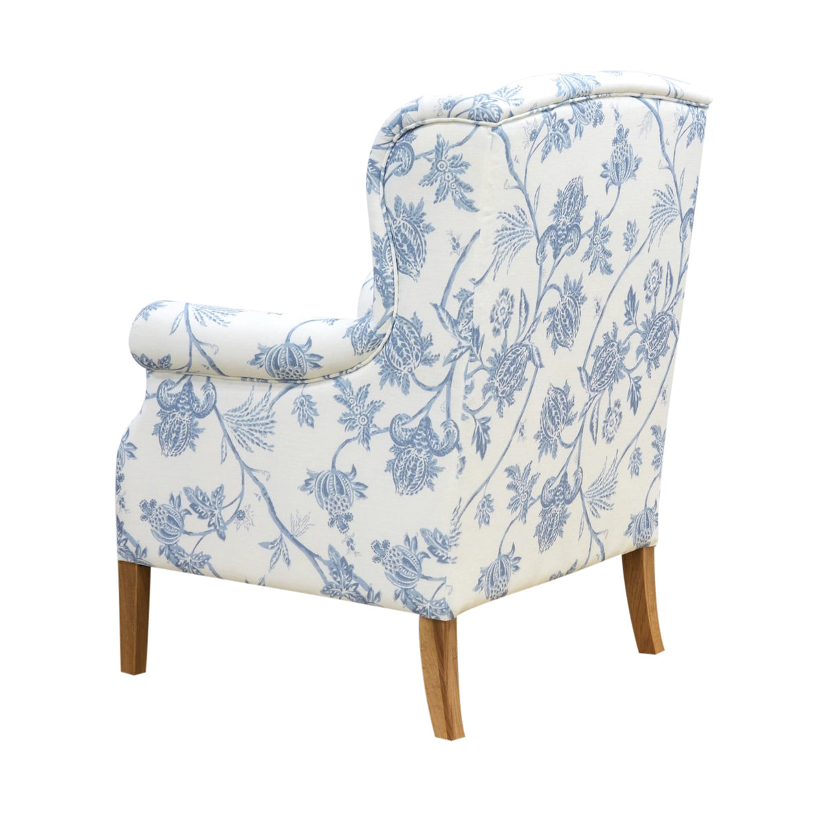 Spring Floral Linen Wingback Armchair