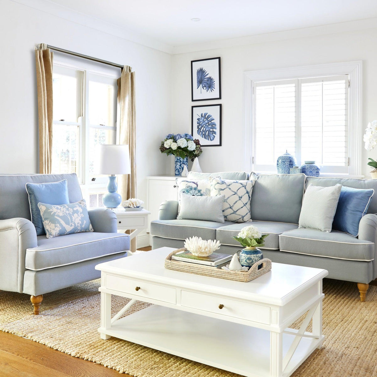Hamptons Living Room Package - Duck Egg Blue