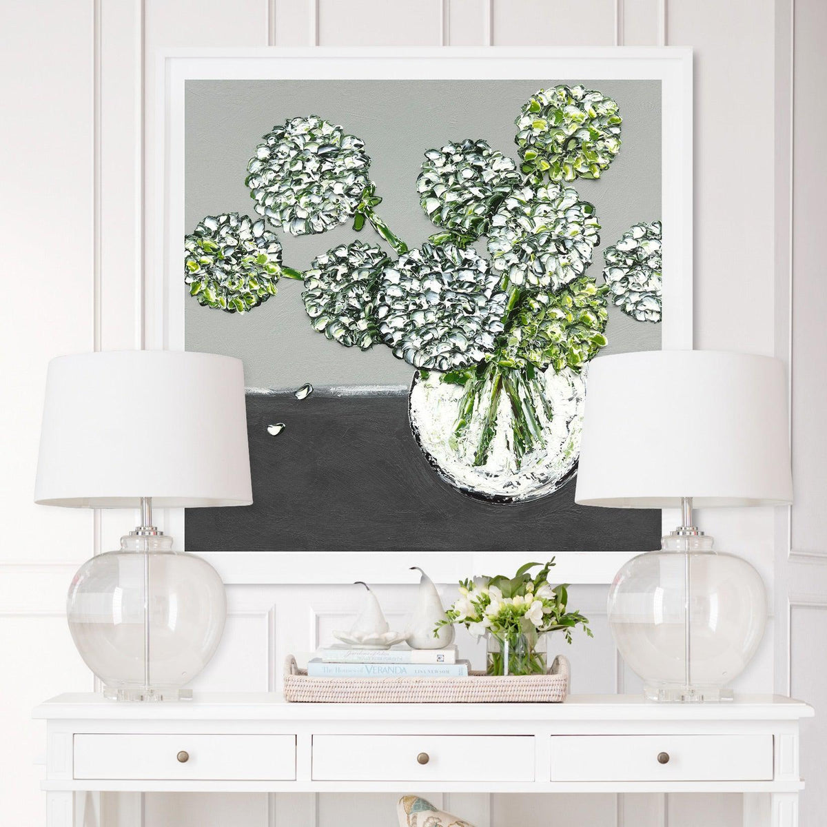Framed &quot;Hydrangea Whites&quot; Print - 3 Sizes