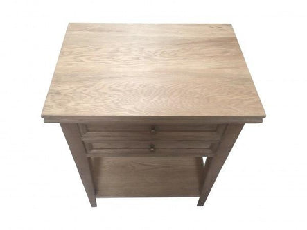 Oak Bedside Table - 2 Drawers